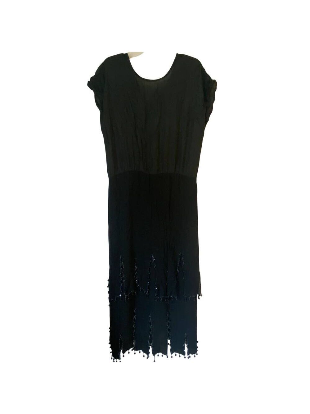 oleg cassini vintage beaded flapper silk dress 14